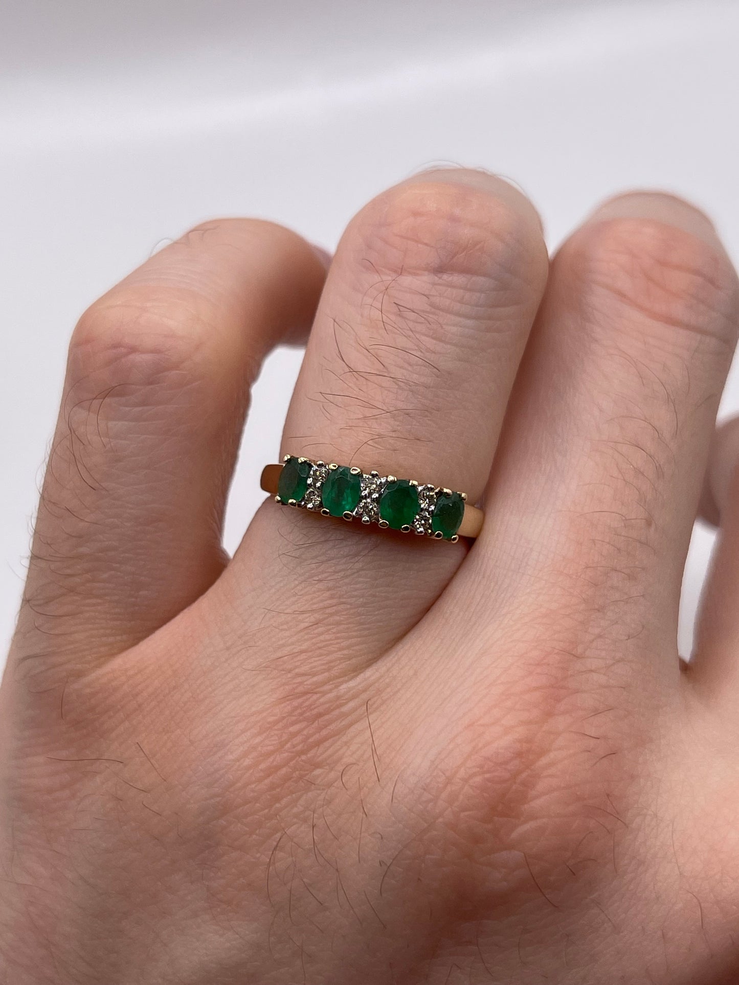 9ct gold emerald and diamond ring