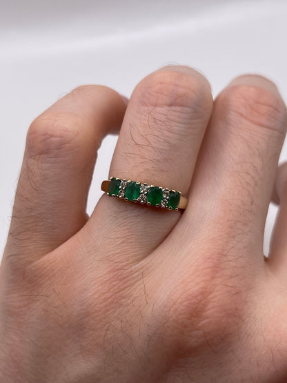 9ct gold emerald and diamond ring