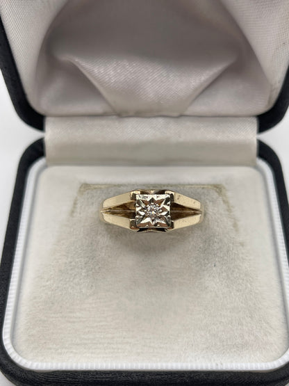 9ct gold diamond signet ring