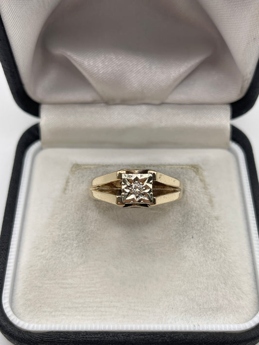 9ct gold diamond signet ring