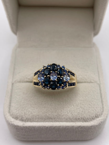 9ct gold sapphire cluster ring
