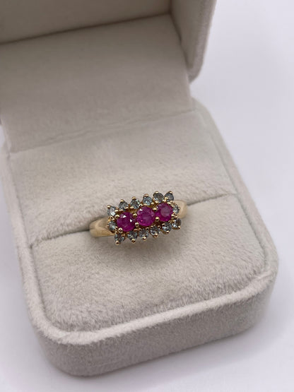 9ct gold ruby and alexandrite ring