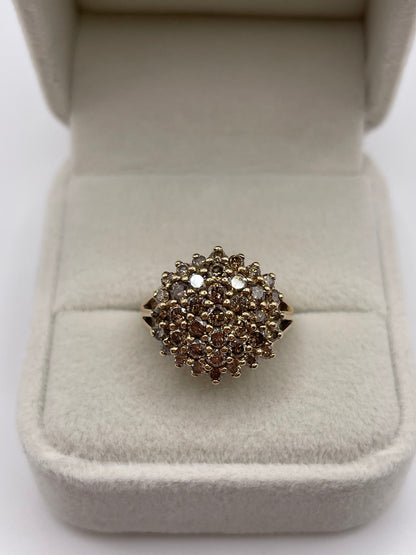 9ct gold cognac diamond cluster ring