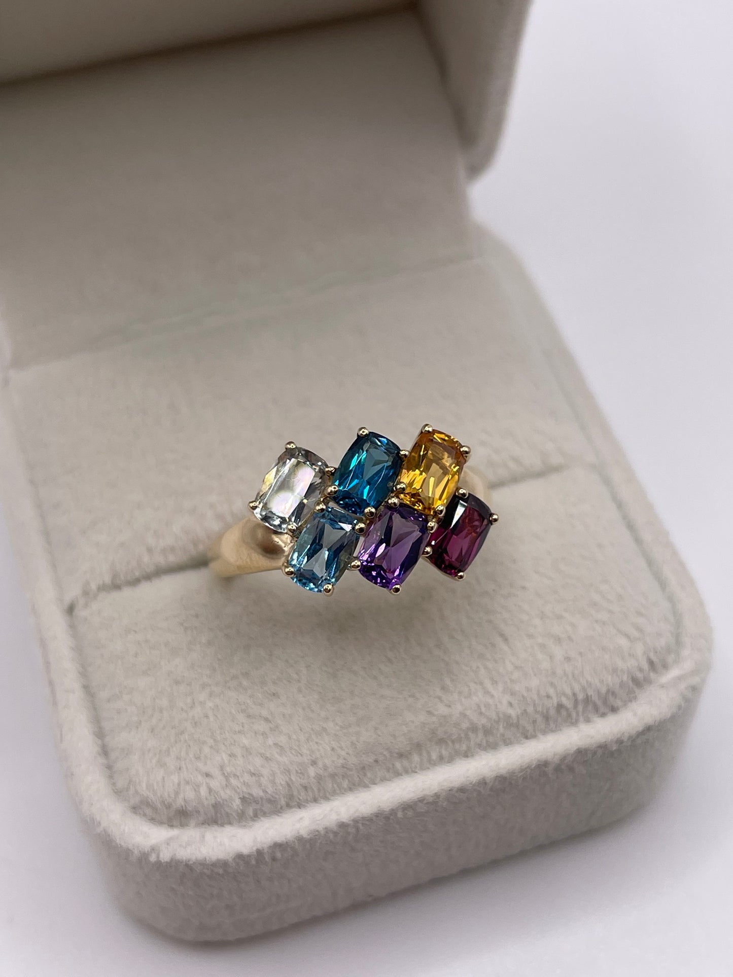9ct gold multi gemstone cluster ring
