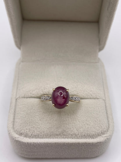9ct gold star ruby and diamond ring
