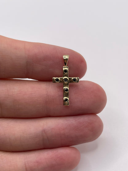 9ct gold black diamond cross pendant