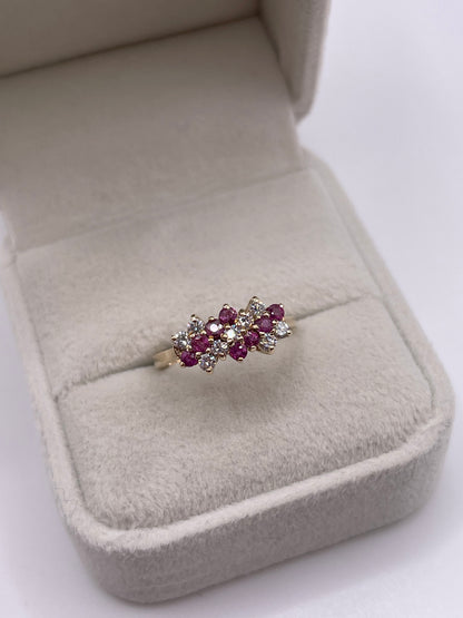 9ct gold ruby and cz ring