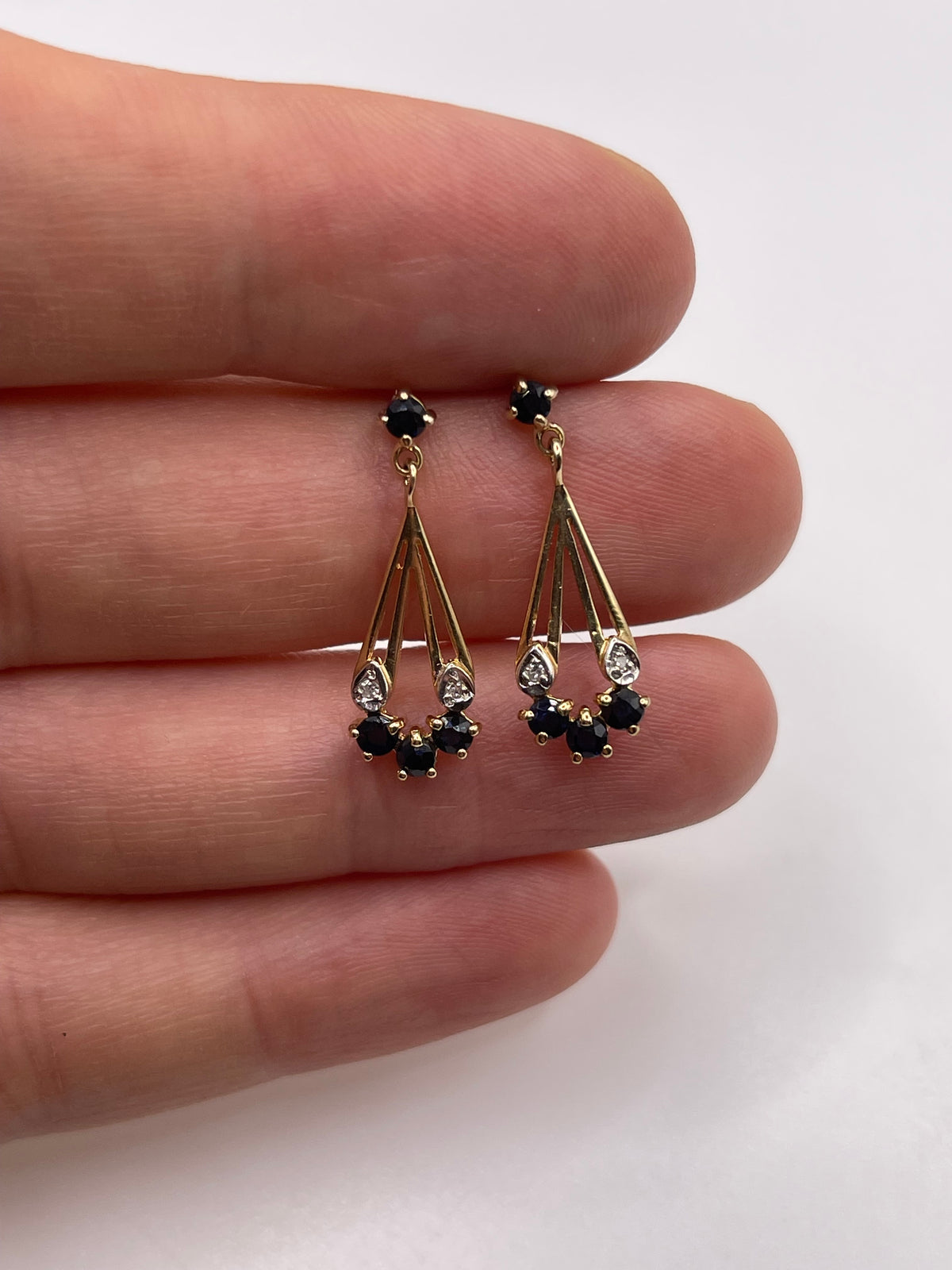 9ct gold sapphire and diamond earrings