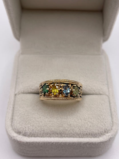 9ct gold multi gemstone ring