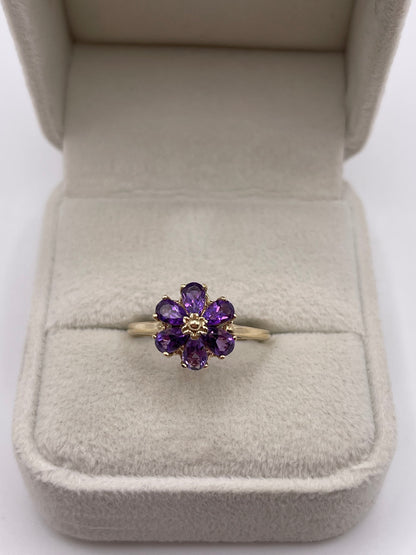 9ct gold amethyst cluster ring