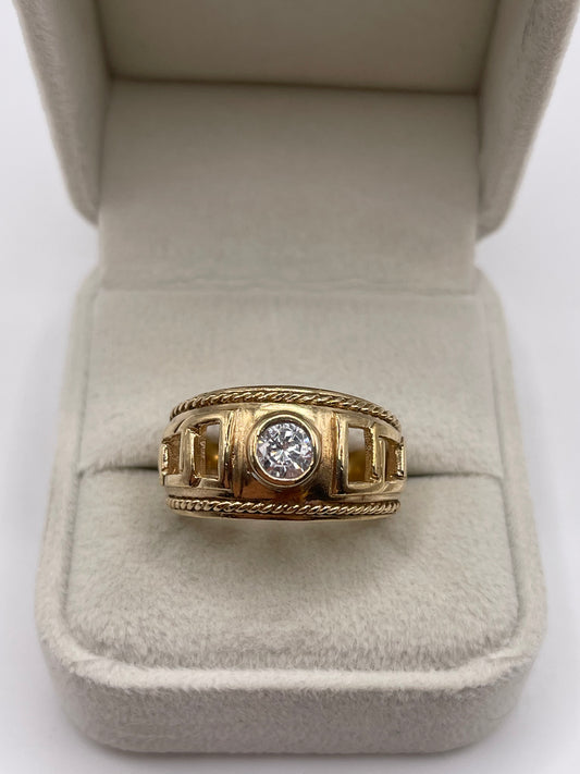 Heavy 9ct gold cz ring