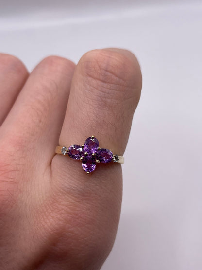 9ct gold spinel and zircon ring