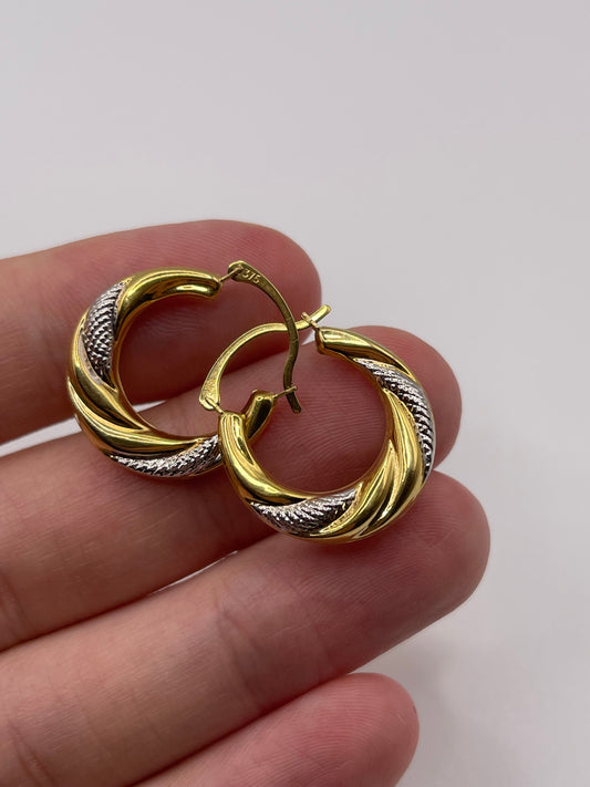 9ct two tone creole earrings