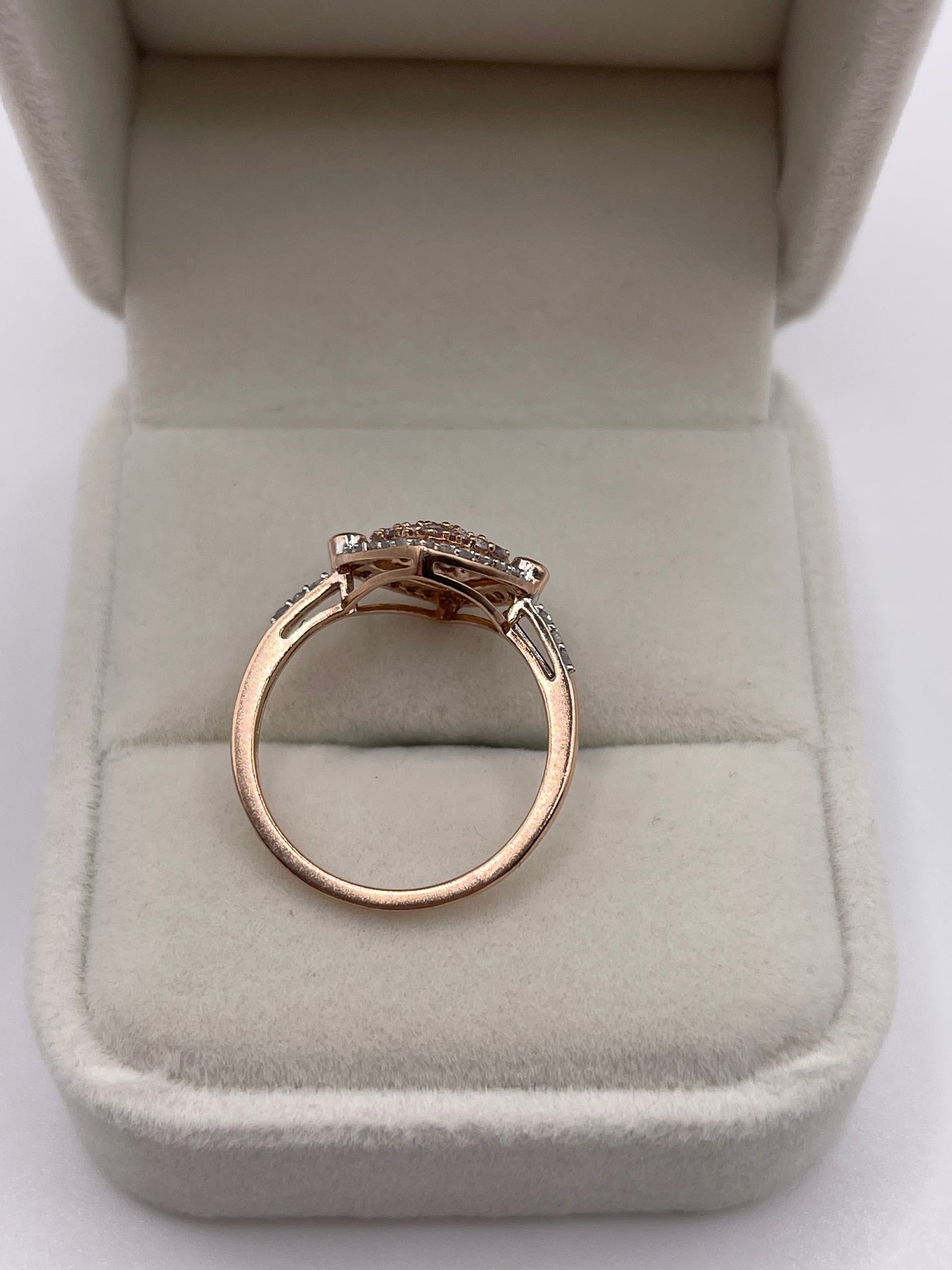 9ct rose gold diamond cluster ring