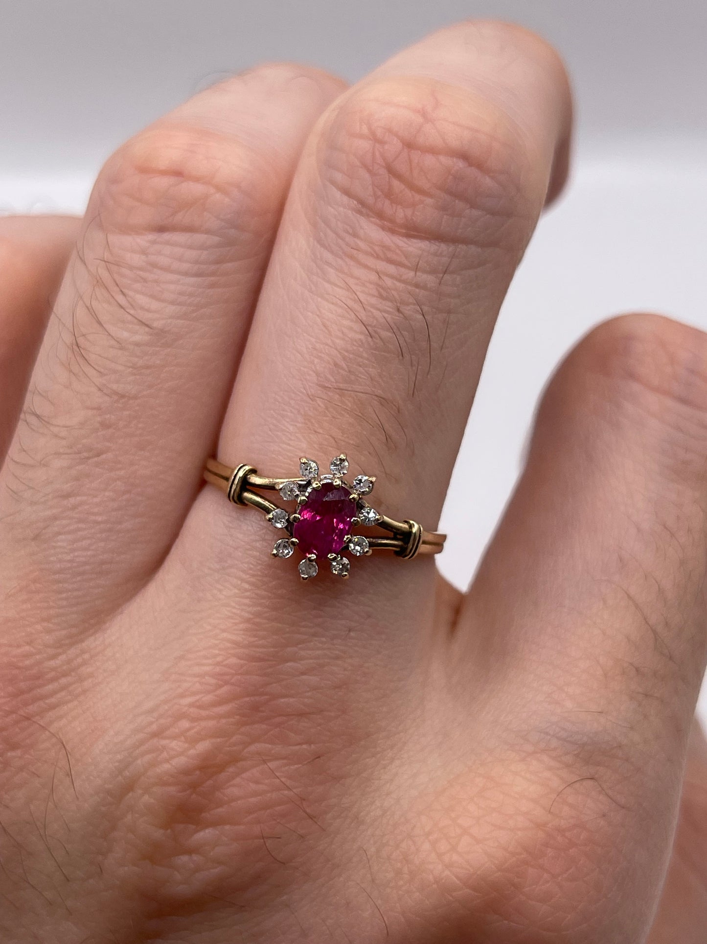 9ct gold ruby and diamond ring