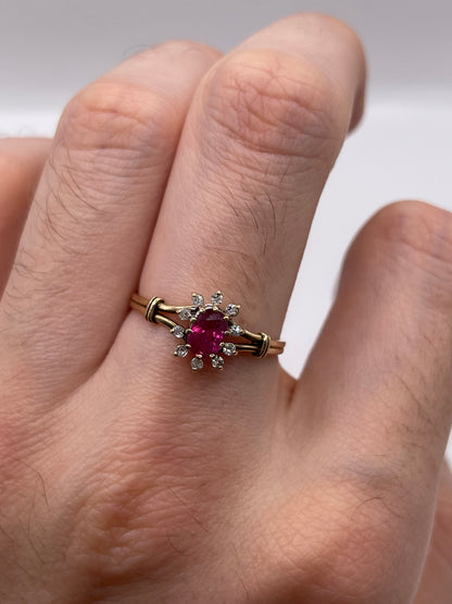 9ct gold ruby and diamond ring