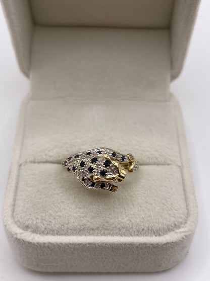 9ct gold sapphire and diamond panther ring