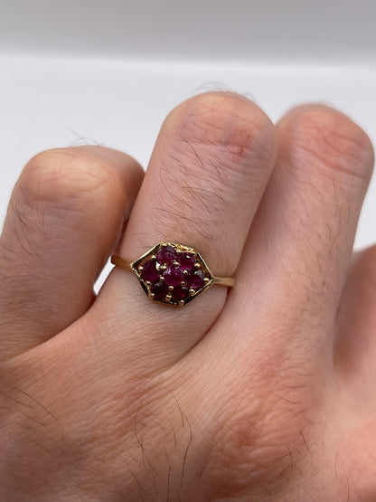 9ct gold ruby cluster ring