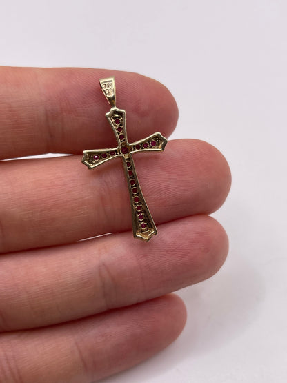 9ct gold ruby cross pendant