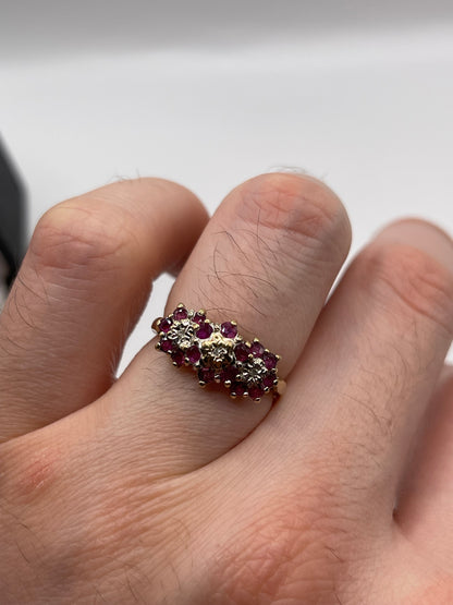 9ct gold ruby and diamond ring