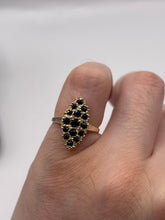 Load image into Gallery viewer, 9ct gold sapphire cluster navette ring
