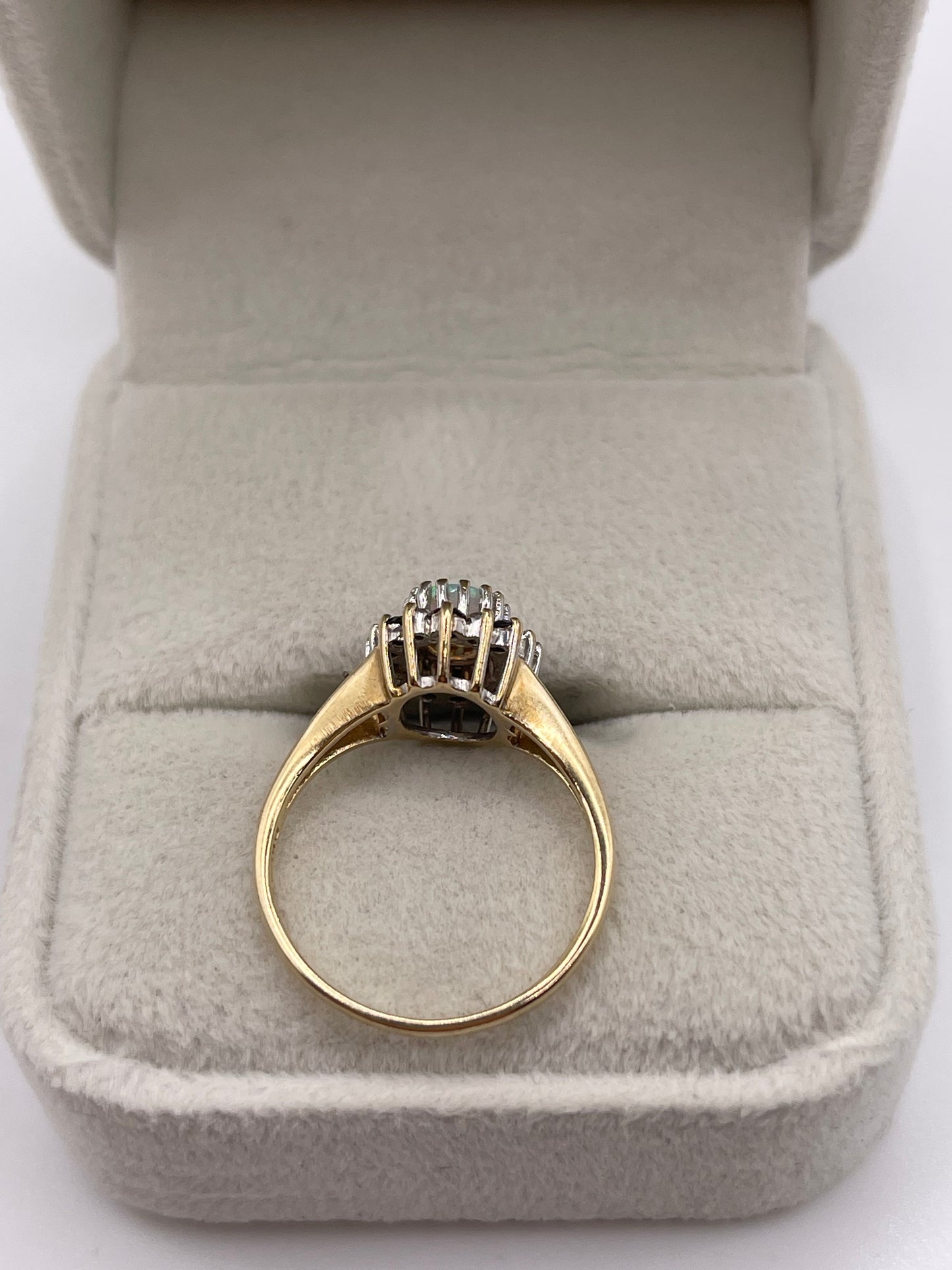 9ct gold opal, sapphire and diamond ring