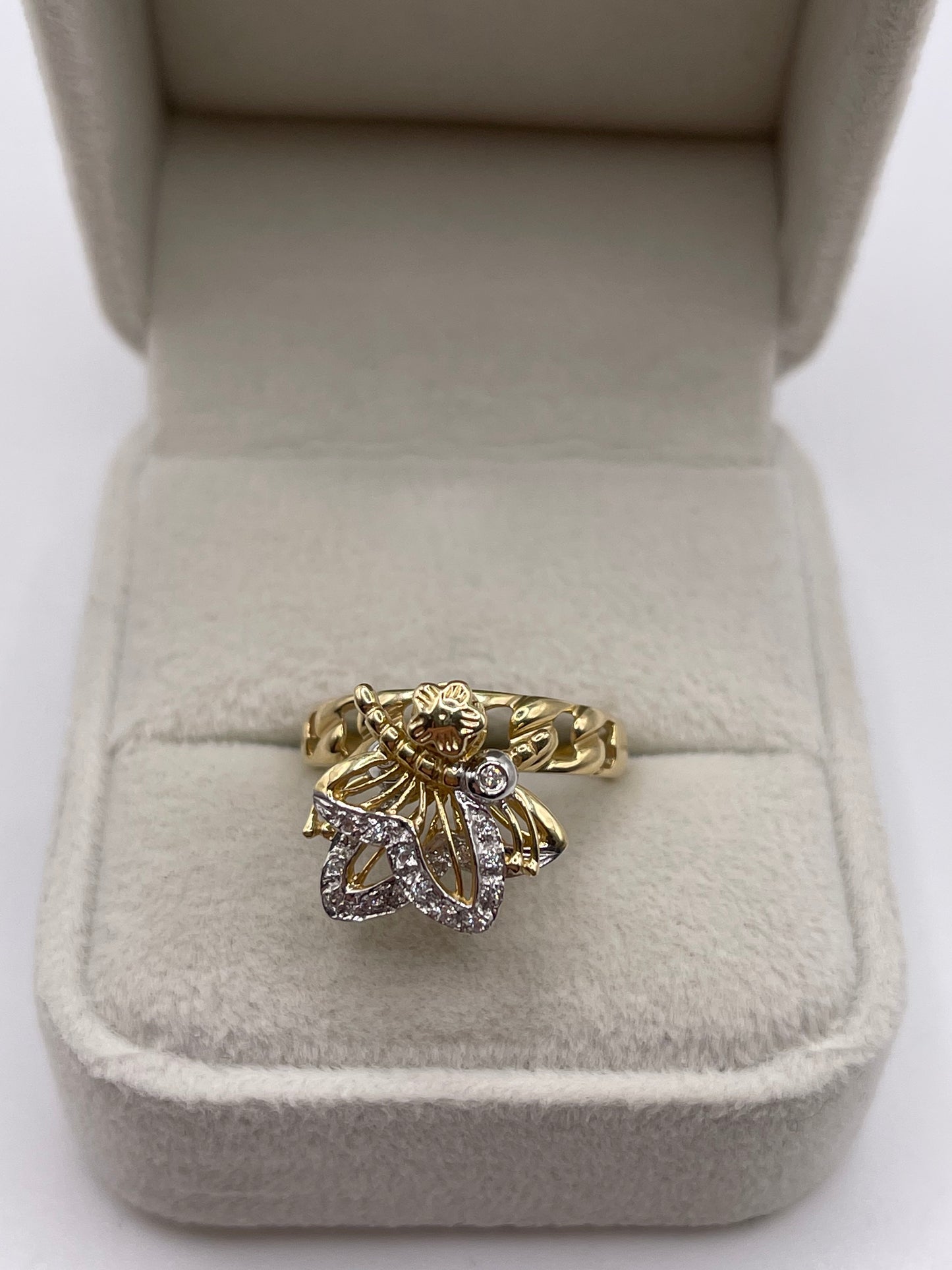 14ct gold cz spinner ring
