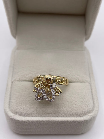14ct gold cz spinner ring