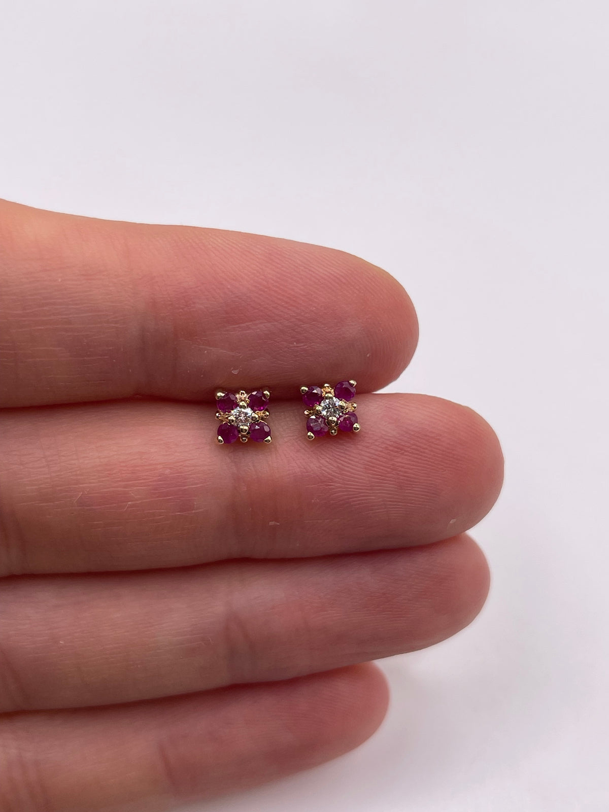 9ct gold ruby and diamond earrings