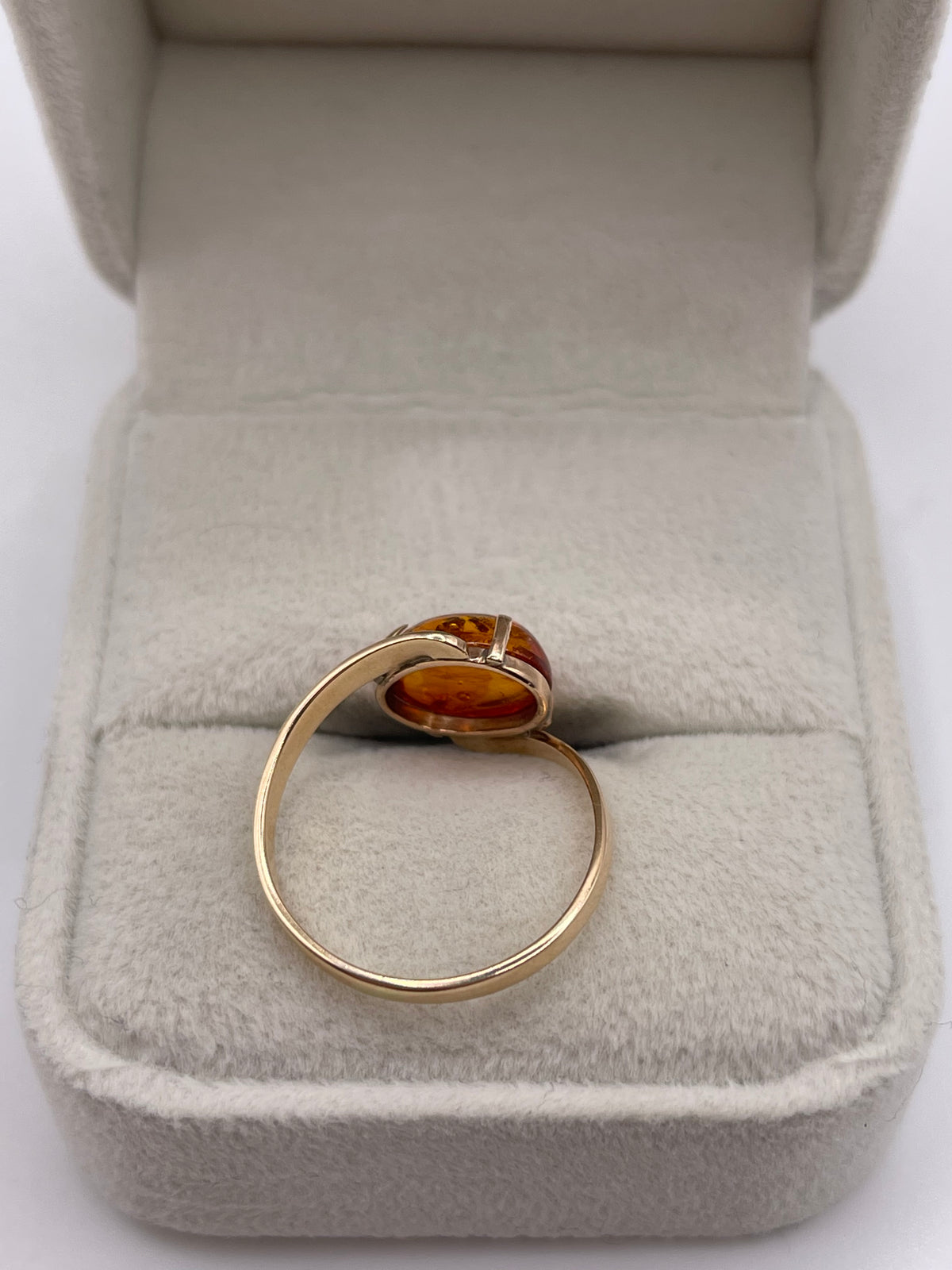 14ct rose gold amber ring