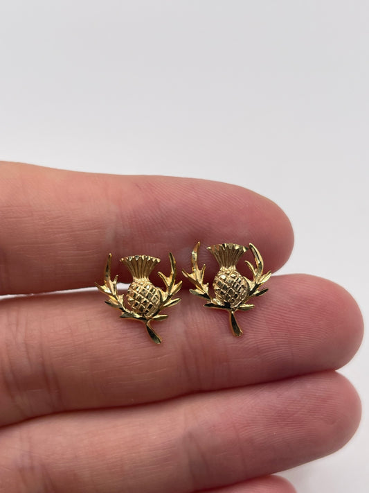 9ct gold thistle earrings