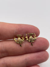 Load image into Gallery viewer, 9ct gold thistle earrings

