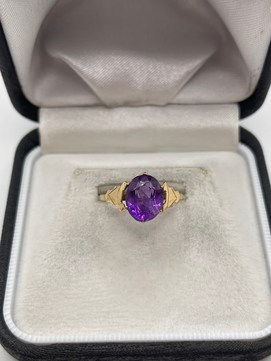 9ct gold amethyst ring