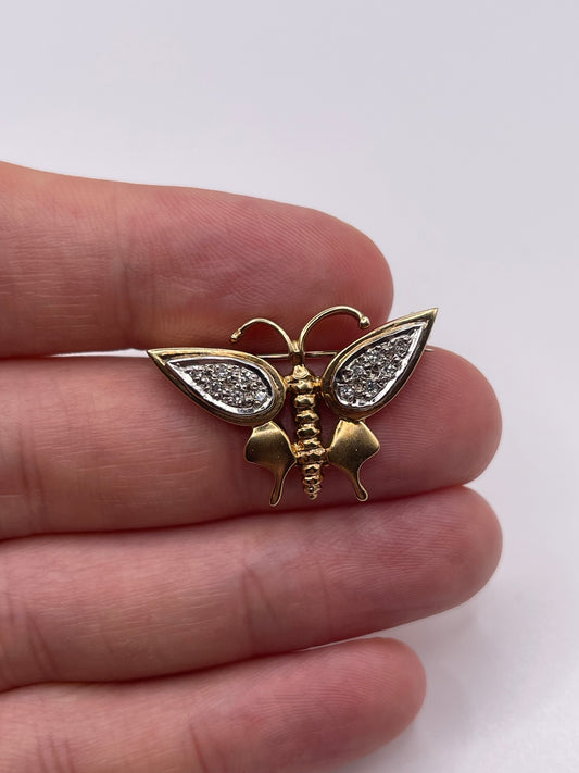 9ct gold diamond butterfly brooch