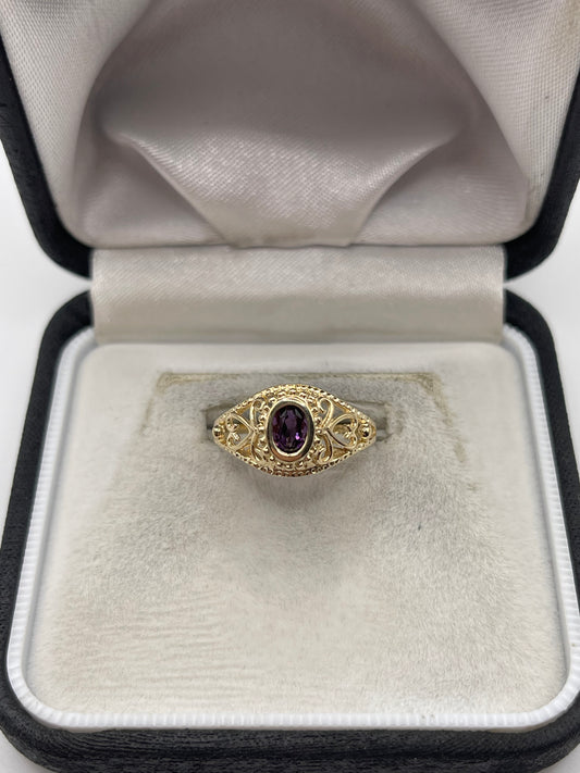 9ct gold amethyst ring
