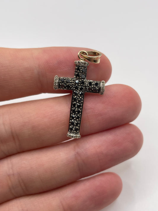 9ct gold diamond cross pendant