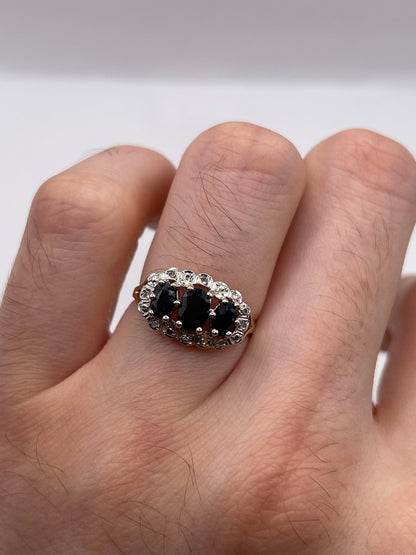 9ct gold sapphire and diamond ring