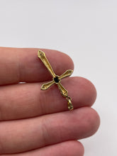 Load image into Gallery viewer, 9ct gold sapphire and diamond cross pendant
