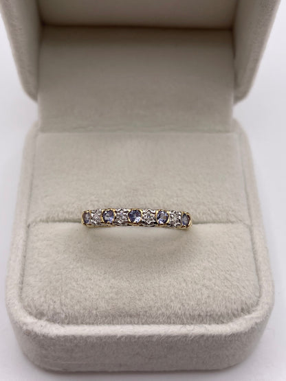 9ct gold tanzanite and diamond ring