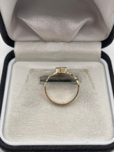 Load image into Gallery viewer, 9ct gold blue topaz claddagh ring
