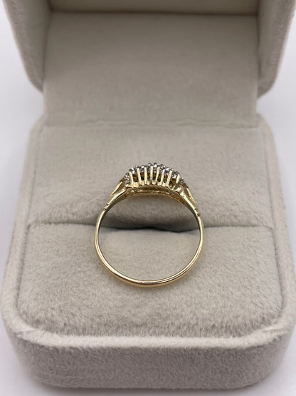 9ct gold emerald and diamond ring