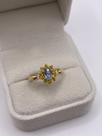 9ct gold sapphire cluster ring