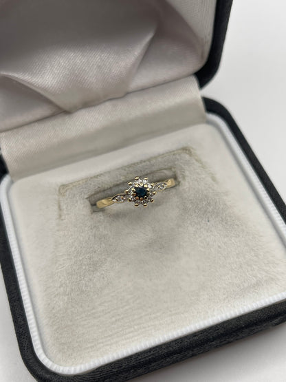9ct gold sapphire and diamond ring