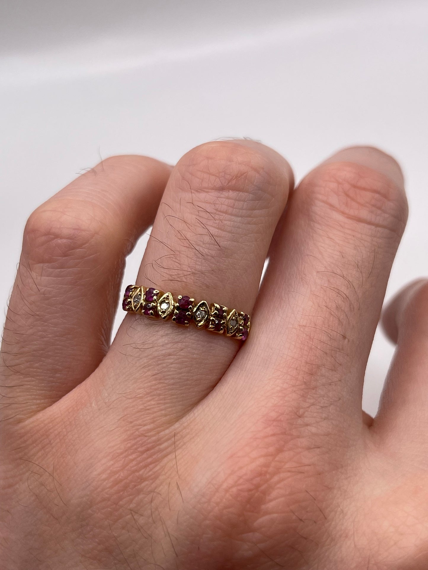 9ct gold ruby and diamond ring