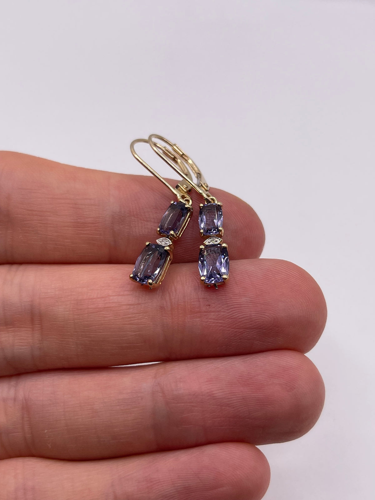 9ct gold iolite and diamond earrings