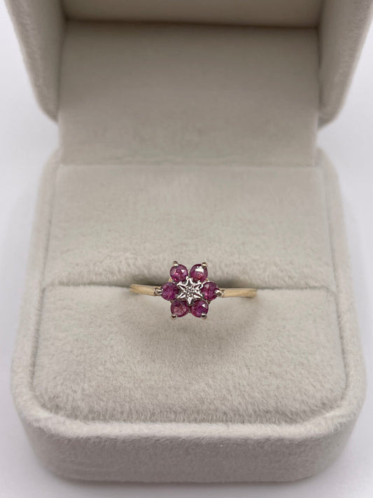 9ct gold ruby and diamond ring