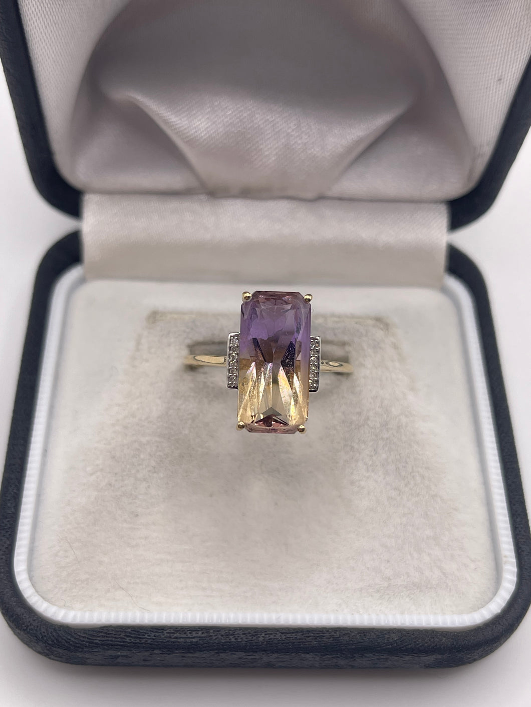 9ct gold ametrine and diamond ring