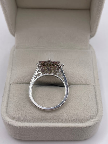 18ct white gold csarite and diamond ring
