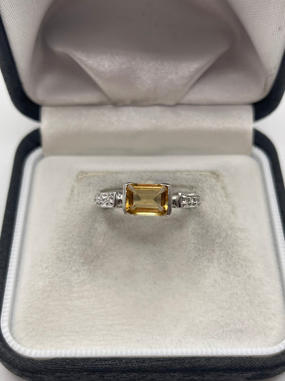14ct gold citrine and zircon ring