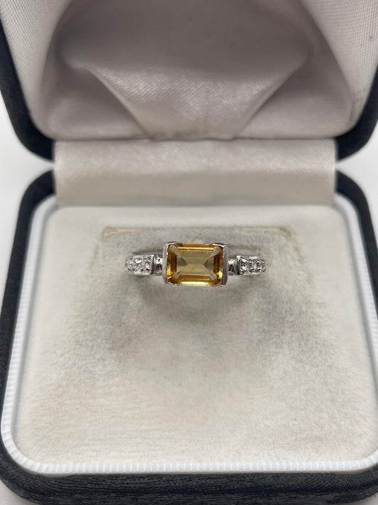14ct gold citrine and zircon ring